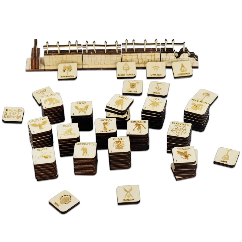 CZYY D&D Tabletop Game Tokens Fantasy RPG Hero and Monster Token Set of 112 Pieces Perfect for Dungeons & Dragons and Pathfinder (Wooden) - Image 1